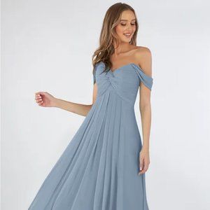 Azazie Kaitlynn Bridesmaid Dress in Dusty Blue, Size A8